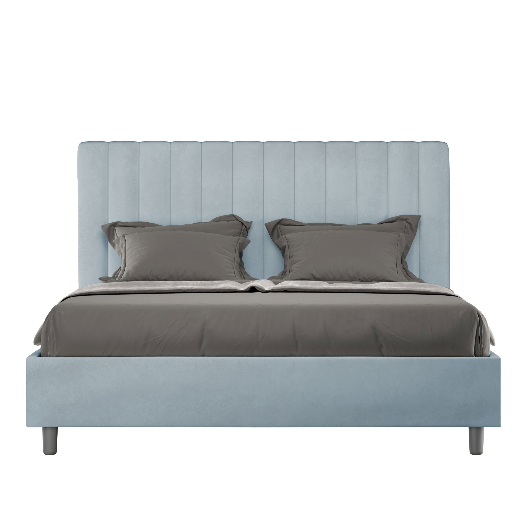 Letto senza rete imbottito 160x190 microfibra azzurro Agueda - ityhome